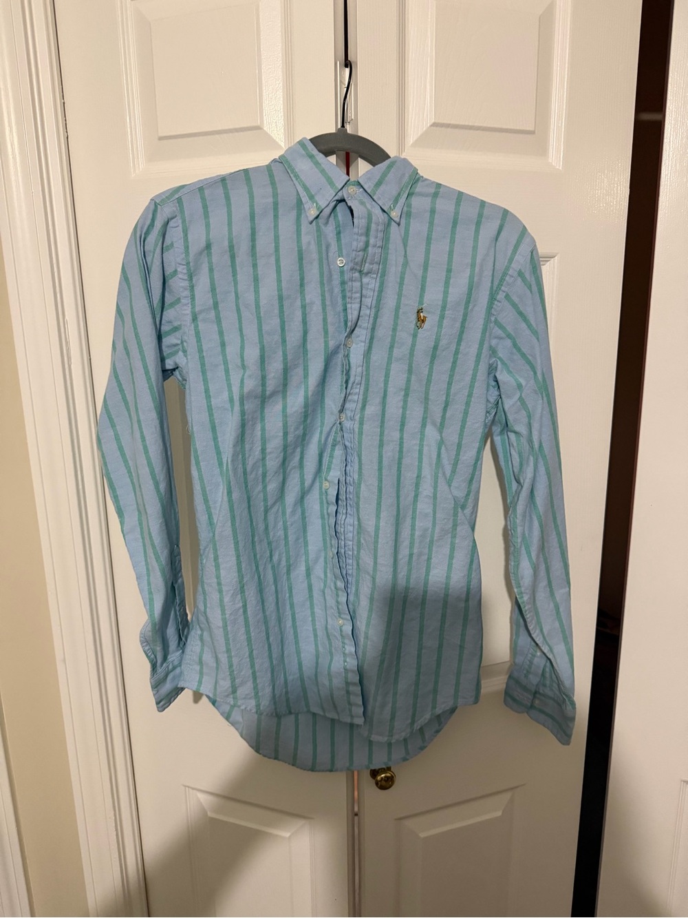 Boys Polo by Ralph Lauren Light Blue Vertical Stripe Button-Down Shirt size 18